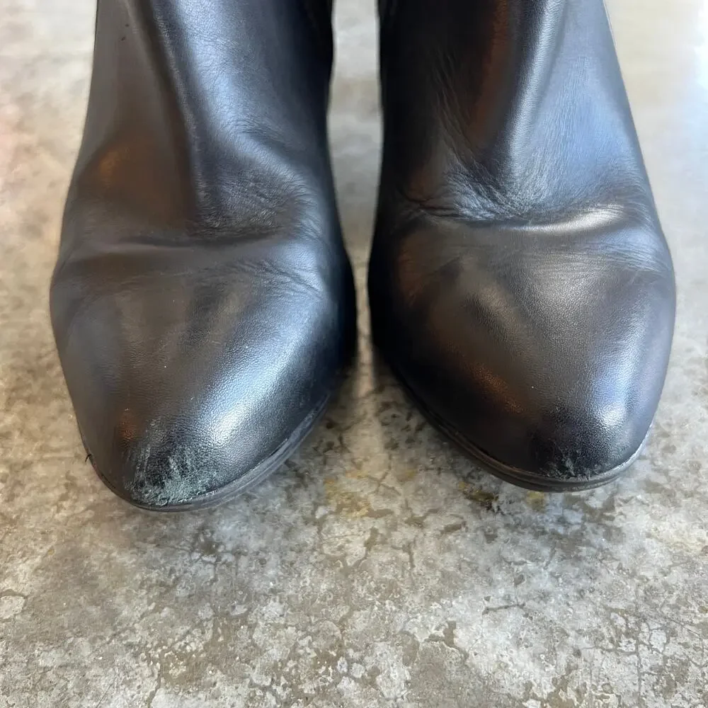 Clarks Black Leather Heeled Ankle Booties Comfortable Work Boots Women's Size 9